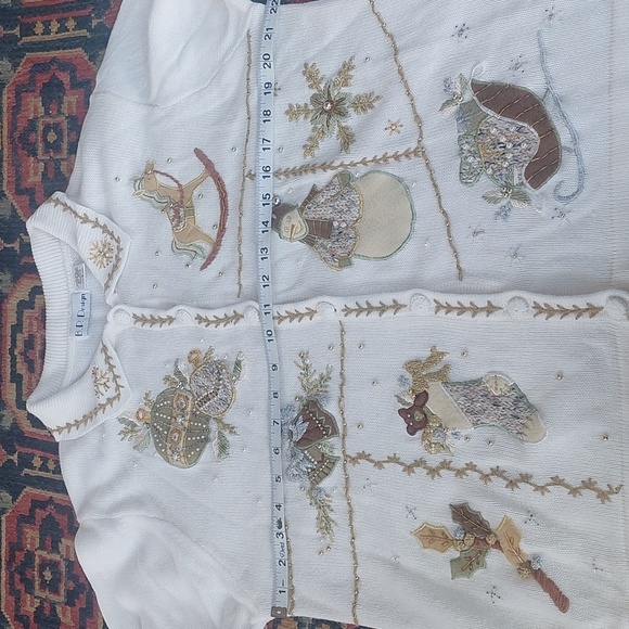 B.P. Design VTG Christmas Cardigan Sweater White Size Large - Picture 4 of 6
